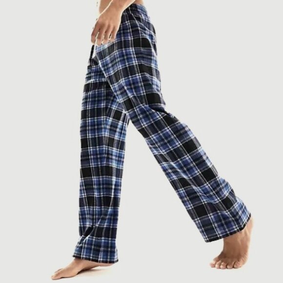 Embassy Men's Flannel Drawstring Straight Leg Plaid Lounge Pants Blue Small NWT - Picture 1 of 3